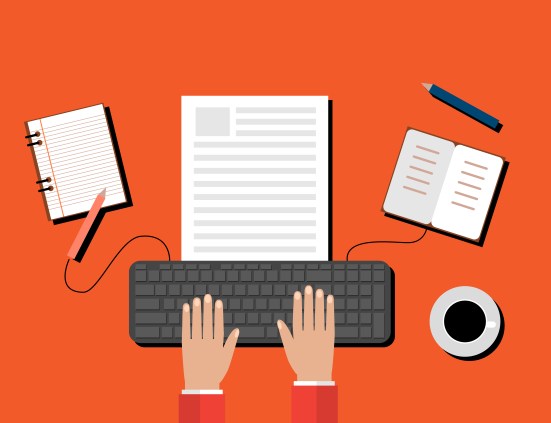 Creative Content Writing, Blogging Post, Digital Media Flat Vector Illustration