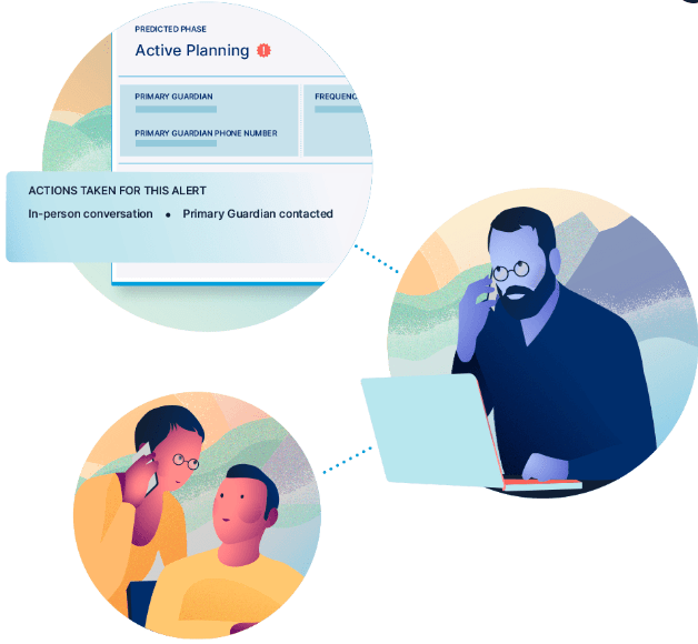 Teachers using GoGuardian Beacon software to keep students safe online.