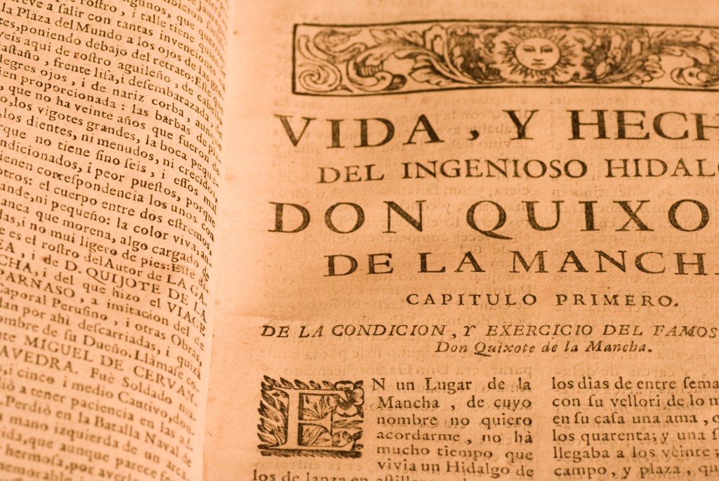 Chapter one text from Don Quixote de la Mancha