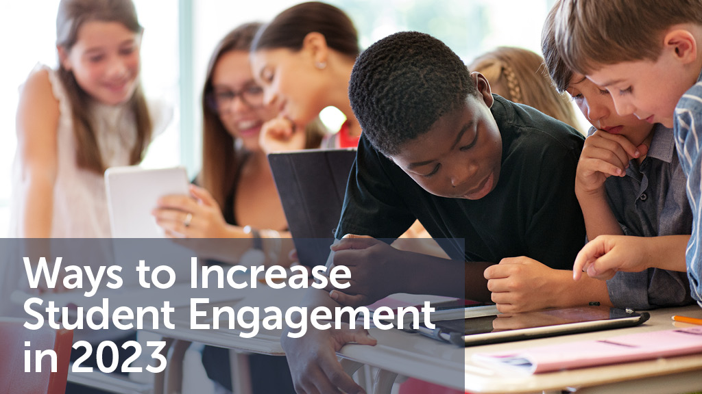 A group of K12 students studying in groups with tablets.